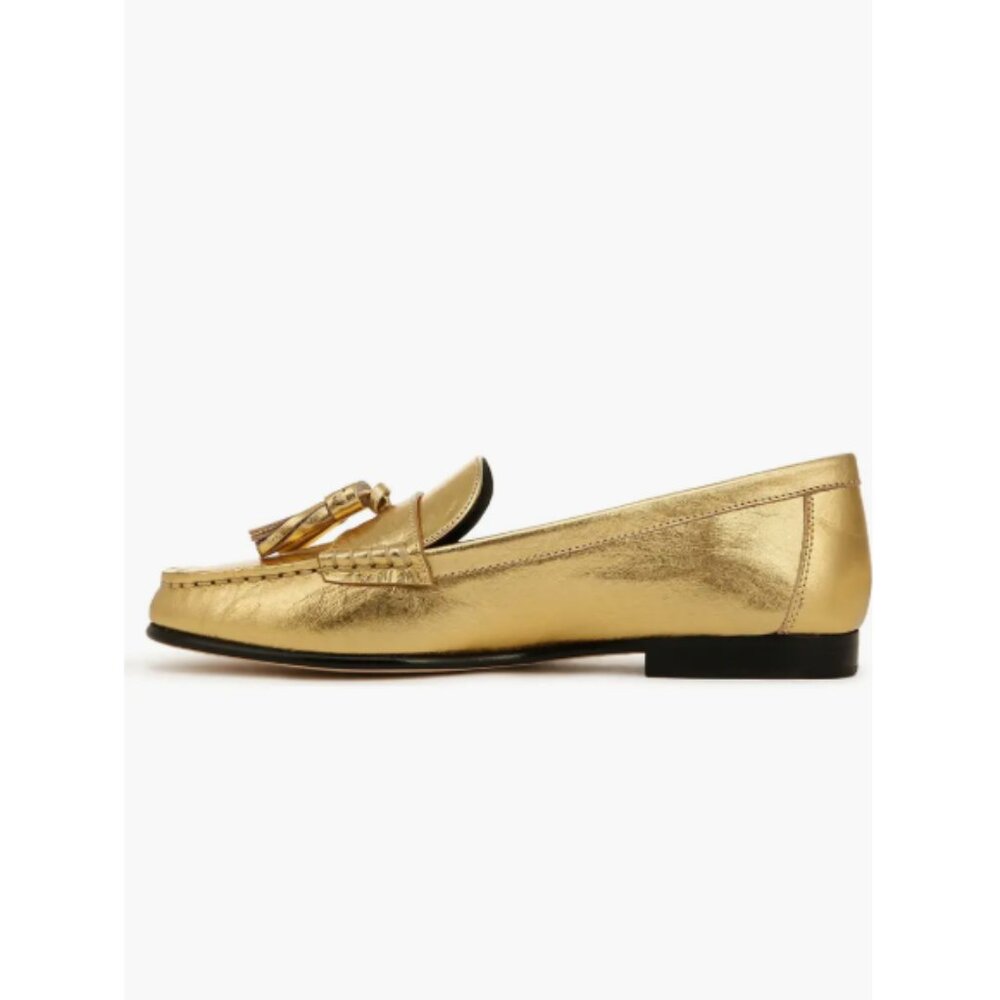 *SOLD* Veronica Beard 'Penny Tassel' Leather Loafer Shoes, Metallic Gold - Picture 4 of 8
